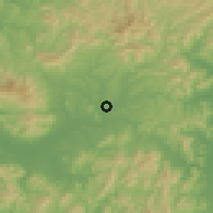 Shaded relief of the 55 km around Yŏngchŏn, drawn from the GMTED2010 grid