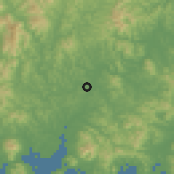 Shaded relief of the 55 km around Chinju, drawn from the GMTED2010 grid