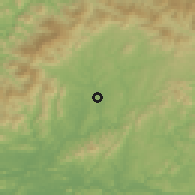 Shaded relief of the 54 km around Yŏngju, drawn from the GMTED2010 grid