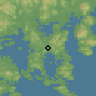 Shaded relief of the 55 km around Yŏsu, drawn from the GMTED2010 grid