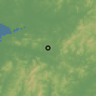 Shaded relief of the 54 km around Chŏnan, drawn from the GMTED2010 grid