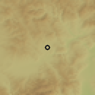 Shaded relief of the 52 km around Gnjilane, drawn from the GMTED2010 grid