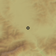 Shaded relief of the 52 km around Uroševac, drawn from the GMTED2010 grid