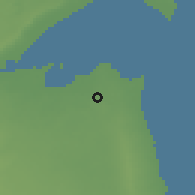 Shaded relief of the 56 km around Abraq H̱īţān, drawn from the GMTED2010 grid