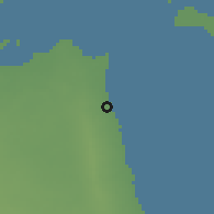 Shaded relief of the 57 km around al-Funayţīs, drawn from the GMTED2010 grid