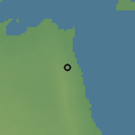 Shaded relief of the 57 km around al-Qurayn, drawn from the GMTED2010 grid