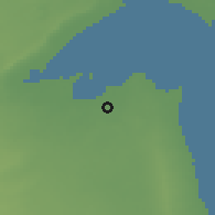 Shaded relief of the 56 km around ar-Riq'ay, drawn from the GMTED2010 grid