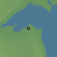 Shaded relief of the 56 km around aš-Šāmiyah, drawn from the GMTED2010 grid