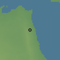Shaded relief of the 57 km around Jabbar-al-'Ali, drawn from the GMTED2010 grid