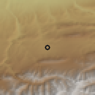 Shaded relief of the 53 km around Isfana, drawn from the GMTED2010 grid