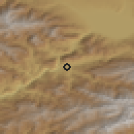 Shaded relief of the 53 km around Karakol, drawn from the GMTED2010 grid