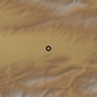 Shaded relief of the 52 km around Kemin, drawn from the GMTED2010 grid