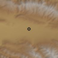Shaded relief of the 52 km around Talas, drawn from the GMTED2010 grid