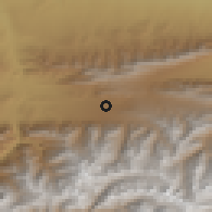 Shaded relief of the 53 km around Haydarkan, drawn from the GMTED2010 grid