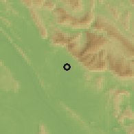 Shaded relief of the 59 km around Ban Nahin, drawn from the GMTED2010 grid