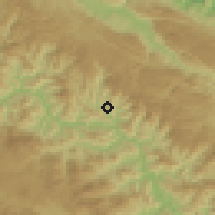 Shaded relief of the 58 km around Huayxay, drawn from the GMTED2010 grid