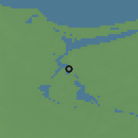 Shaded relief of the 47 km around Kalnciems, drawn from the GMTED2010 grid