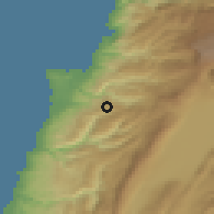 Shaded relief of the 55 km around Alayh, drawn from the GMTED2010 grid