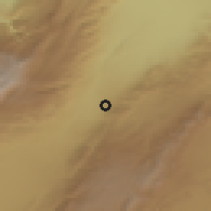 Shaded relief of the 55 km around Amzīt, drawn from the GMTED2010 grid