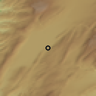 Shaded relief of the 55 km around 'Anjar, drawn from the GMTED2010 grid