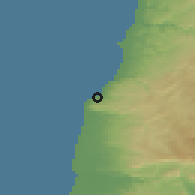 Shaded relief of the 55 km around an-Nāqūrah, drawn from the GMTED2010 grid