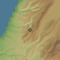 Shaded relief of the 55 km around aš-Šāmiẖah, drawn from the GMTED2010 grid