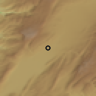 Shaded relief of the 55 km around 'Ayn Baddīnā, drawn from the GMTED2010 grid
