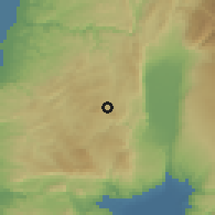 Shaded relief of the 55 km around Aytarūn, drawn from the GMTED2010 grid