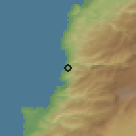 Shaded relief of the 55 km around al-Ġumq, drawn from the GMTED2010 grid