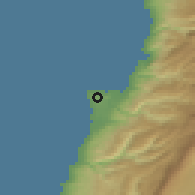 Shaded relief of the 55 km around Bayrūt, drawn from the GMTED2010 grid