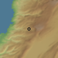 Shaded relief of the 55 km around Biskintā, drawn from the GMTED2010 grid