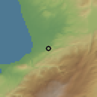 Shaded relief of the 55 km around H̨albā, drawn from the GMTED2010 grid