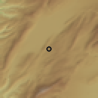 Shaded relief of the 55 km around H̨ammārah, drawn from the GMTED2010 grid