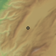 Shaded relief of the 55 km around Jubb Jannīn, drawn from the GMTED2010 grid