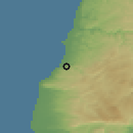 Shaded relief of the 55 km around Manşūrah, drawn from the GMTED2010 grid