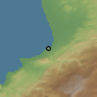 Shaded relief of the 55 km around Nah̨r-al-Barad, drawn from the GMTED2010 grid