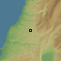 Shaded relief of the 55 km around Qa'qa'iyat-al-Jisr, drawn from the GMTED2010 grid