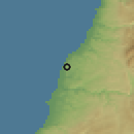 Shaded relief of the 55 km around al-Insariyah, drawn from the GMTED2010 grid