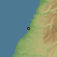 Shaded relief of the 55 km around Şaydā, drawn from the GMTED2010 grid