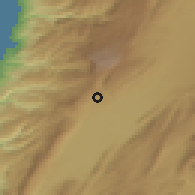 Shaded relief of the 55 km around Ta'labāyā, drawn from the GMTED2010 grid