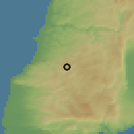 Shaded relief of the 55 km around Yāţir, drawn from the GMTED2010 grid