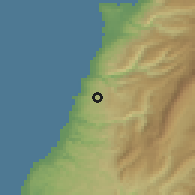 Shaded relief of the 55 km around al-Marj, drawn from the GMTED2010 grid