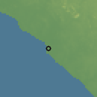 Shaded relief of the 60 km around Buchanan, drawn from the GMTED2010 grid