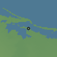 Shaded relief of the 55 km around Abū Kammaš, drawn from the GMTED2010 grid