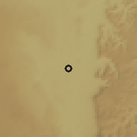 Shaded relief of the 58 km around al-Barkah, drawn from the GMTED2010 grid