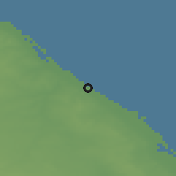 Shaded relief of the 56 km around Ras Lānūf, drawn from the GMTED2010 grid