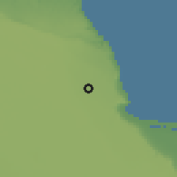 Shaded relief of the 56 km around Umm Mus'id, drawn from the GMTED2010 grid