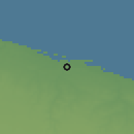 Shaded relief of the 56 km around Wādī Harāwah, drawn from the GMTED2010 grid