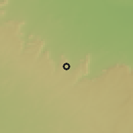 Shaded relief of the 56 km around Wazin, drawn from the GMTED2010 grid