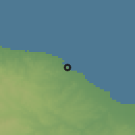 Shaded relief of the 56 km around al-H̱ums, drawn from the GMTED2010 grid